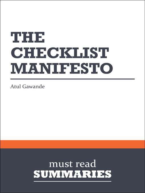 Cover image for The Checklist Manifesto - Atul Gawande